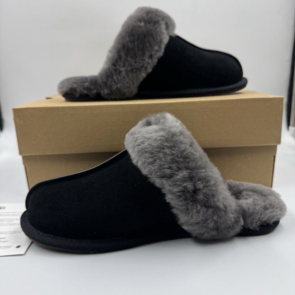 Ugg Australia Women’s Scuffette II Slippers Suede Black/Grey Size 7 New With Box - Picture 4 of 16